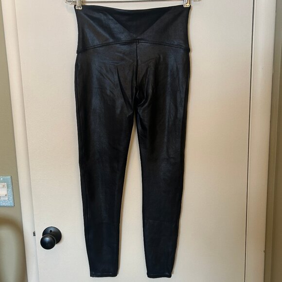 SPANX black faux leather leggings sz XL - Picture 9 of 13